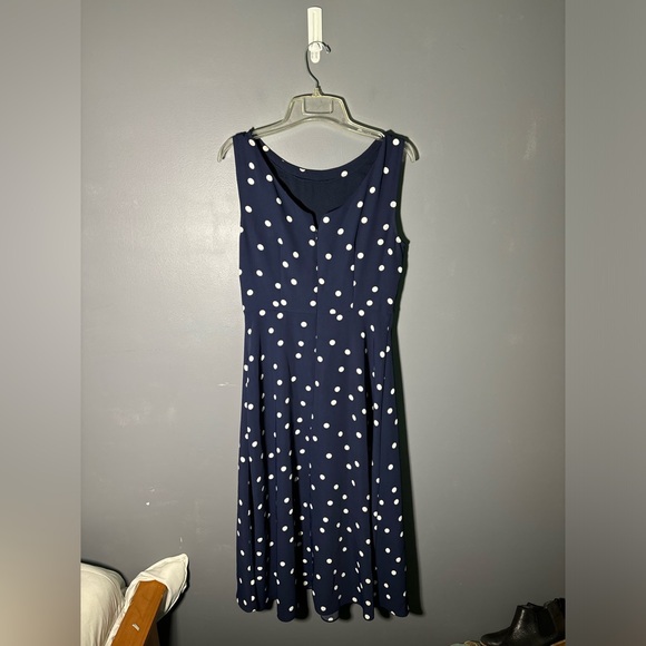Boden Polka Dot Fit & Flare Sleeveless Midi Dress Size 4 - Picture 2 of 4